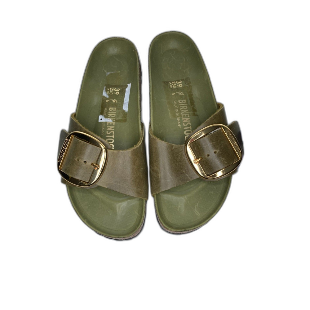 Birkenstock Madrid Big Buckle Natural Leather Oiled Sandals - Olive Green. Sz: 8 - Picture 3 of 9